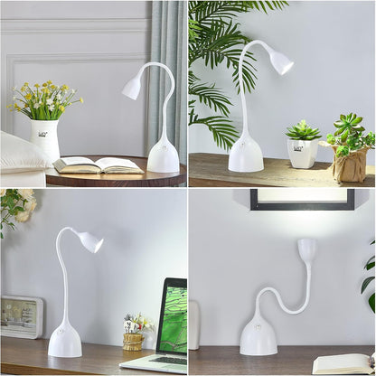 EJIAXIN Desk Lamp for Home Office - Clip on Reading Light and Bed Headboard Clamp Lamp, Bedside Gooseneck Table Lamp, Clip on Desk Lamps, Eye-Caring Desk Lamp for College Dorm Room Study Lamp, White