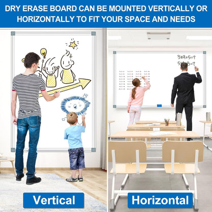 H-Qprobd 6'x4' Large Magnetic White Board Dry Erase Whiteboard with Black Aluminum Frame, 72"X48" Magnet Presentation Wall Boards for Office, Classroom, School, Home