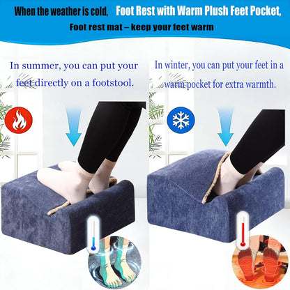 Foot Rest for Under Desk at Work,At Work Soft Ergonomic Footrest,Support Foot Pillow,Heel Chair,Leg Elevation Pillow,(Blue)