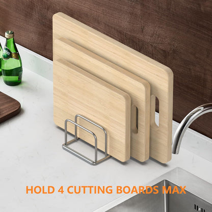 KORRTFID Cutting Board Holder Stand, Chopping Board Storage Rack, Cutting Board Organizer, 304 Stainless Steel Chopping Board Holder, Cookie Sheets Organizer 1.0+1.2 Inch Width Slots(Large)