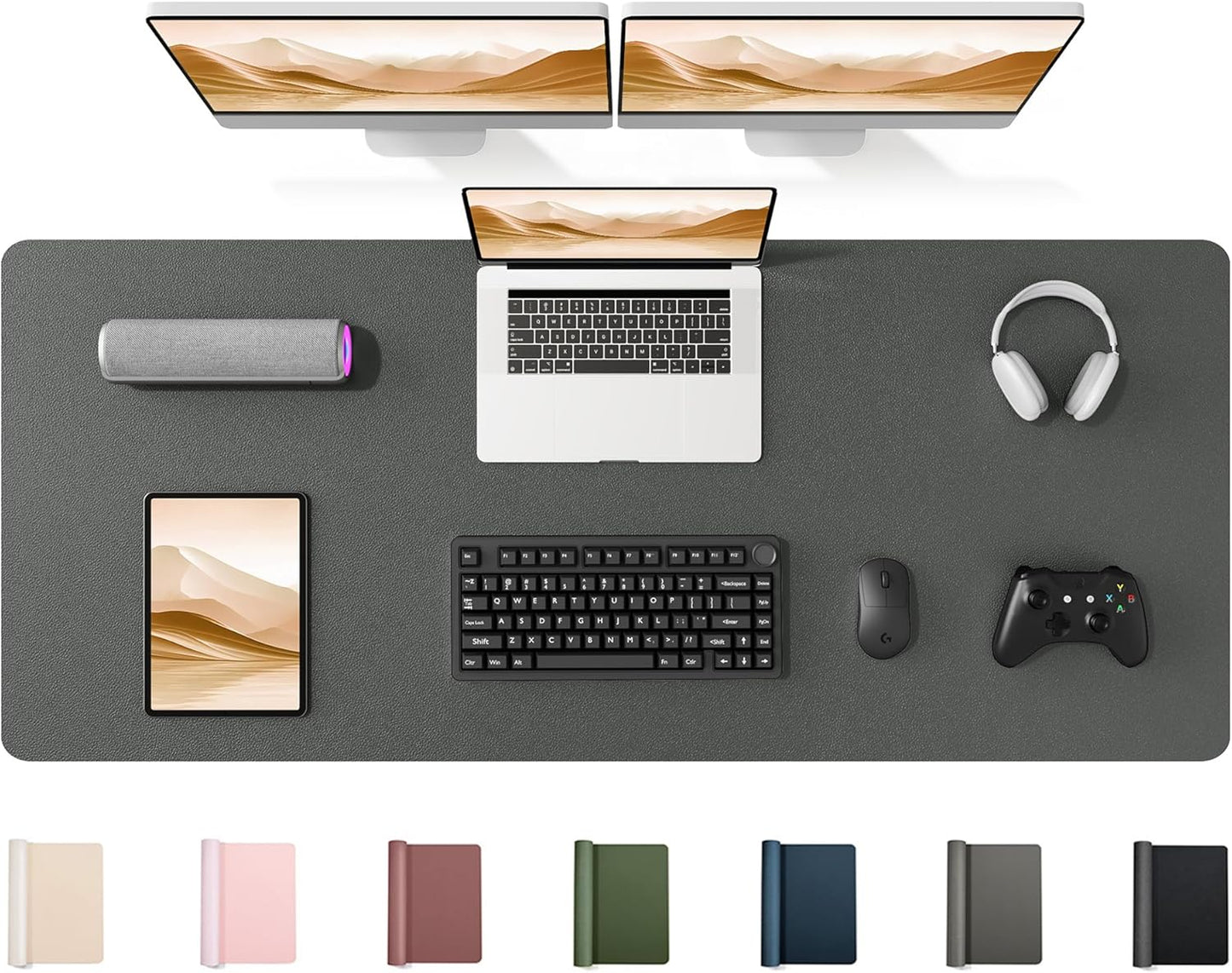 YSAGi 35.4" x 17" Large PU Leather Desk Mat for Keyboard and Mouse - Waterproof Non-Slip Desk Pad Protector for Office, Home, Writing Desk, Black