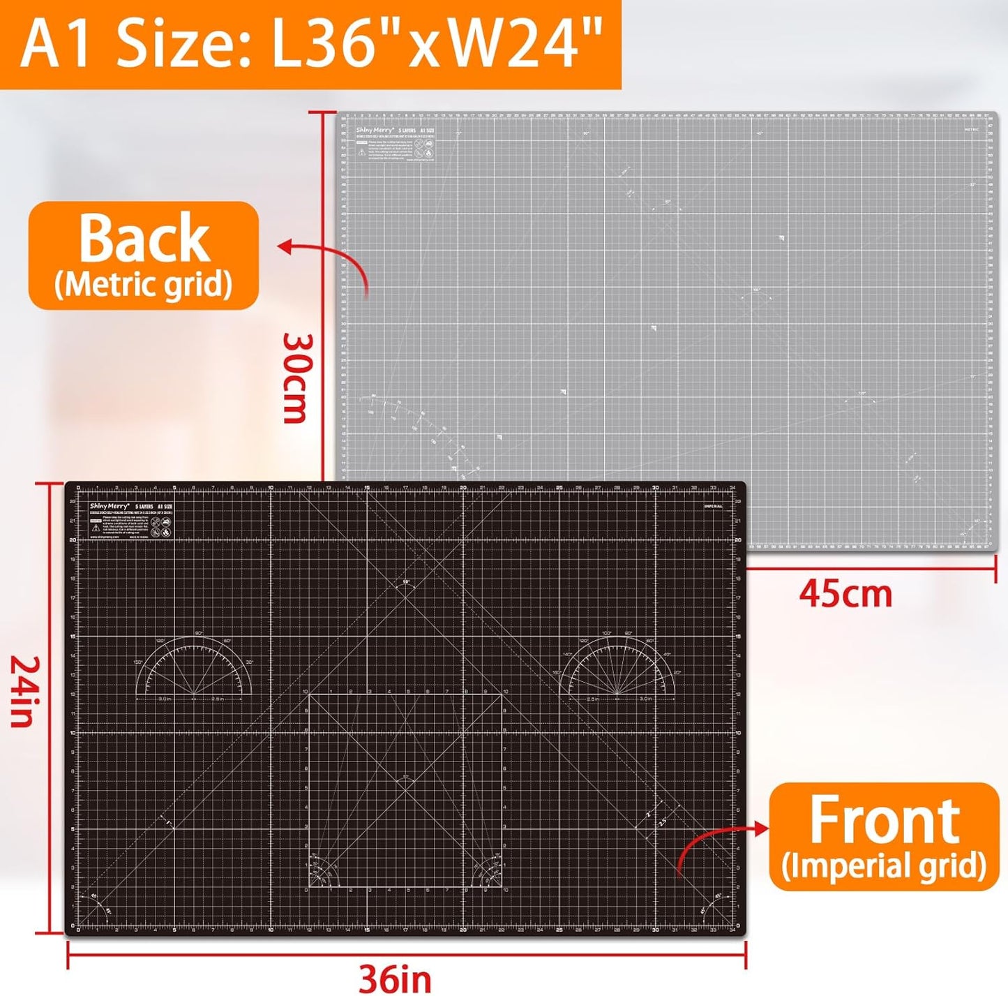 Self Healing Cutting Mat A3 12"x18" – Double Sided 5-Ply Craft Mat for Sewing, Quilting, Fabric, Scrapbooking – Pink/Purple