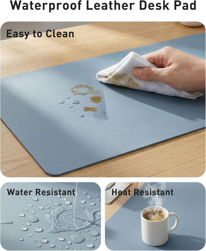 Aothia Leather Desk Pad Protector, Mouse Pad, Office Desk Mat, Non-Slip PU Leather Desk Blotter, Laptop Desk Pad, Waterproof Desk Writing Pad for Office and Home (Brown,23.6" x 13.7") - Colors B