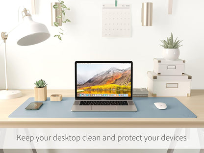 RENMTURE Dual-Sided Mouse Pad, Natural Cork & PU Leather Large Desk Pad for Office and Home Work, Desk Protector Non-Slip, Waterproof, Easy Clean (Olive Green, 32"x16")