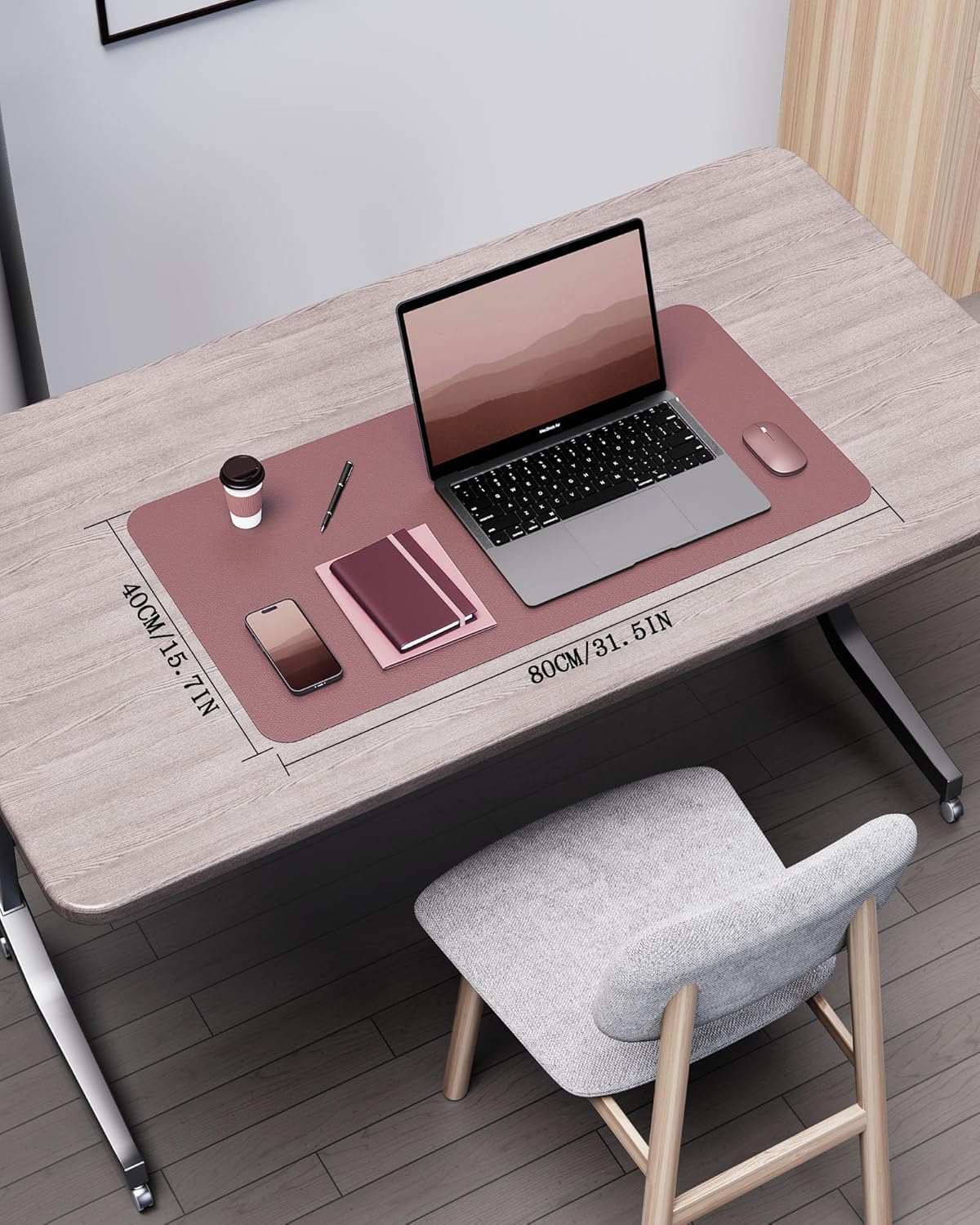 YSAGi Double-Sided Desk Pad, 31.5"x15.7"Leather Desk Mat, Eco Cork Desk Pad Protector,Large Mouse Pad,Waterproof Desk Blotter for Office/Home(Coffee)