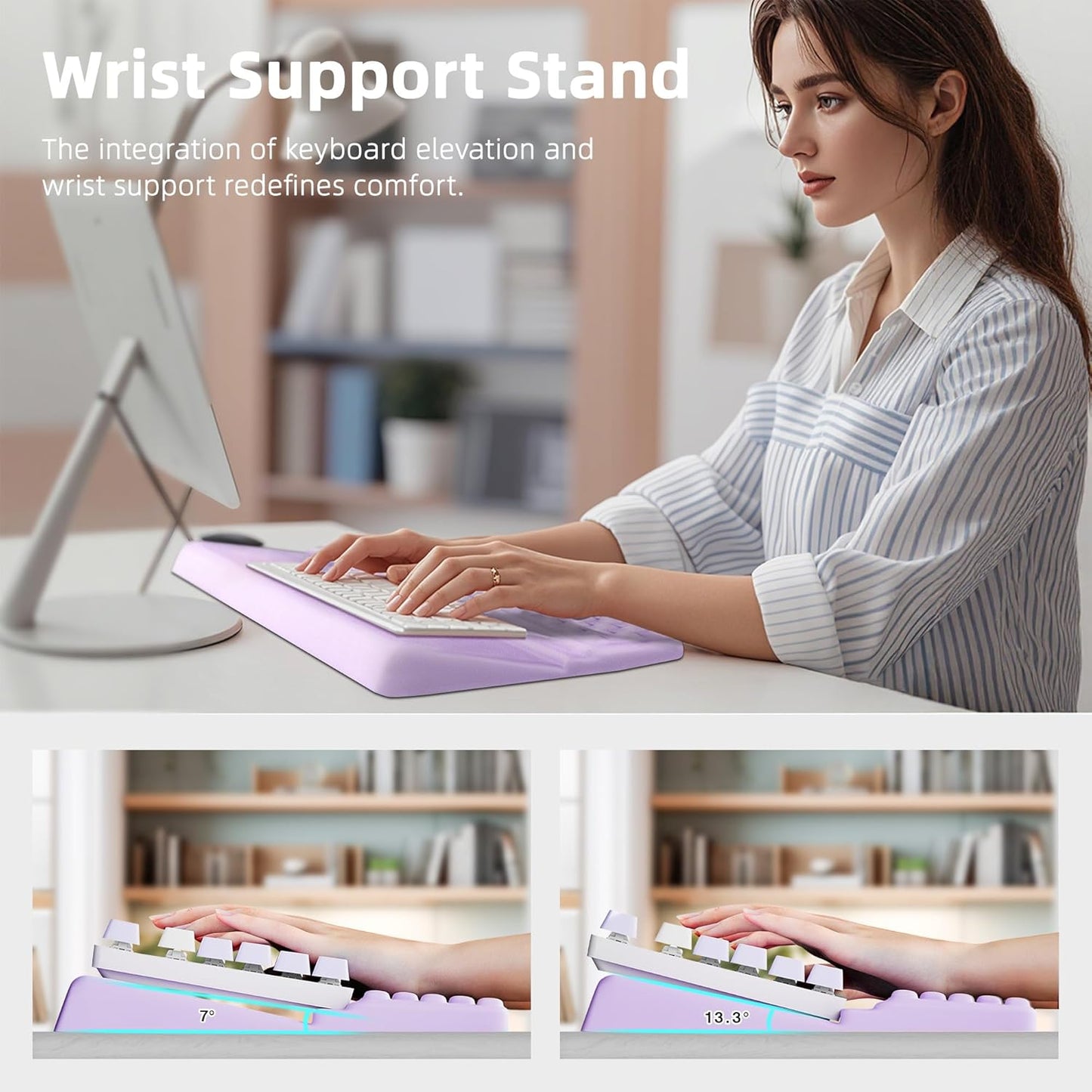 Ospelelf Tilt Keyboard Stand with Wrist Rest, Comfy Ergonomic Keyboard Riser Holder for Office Home