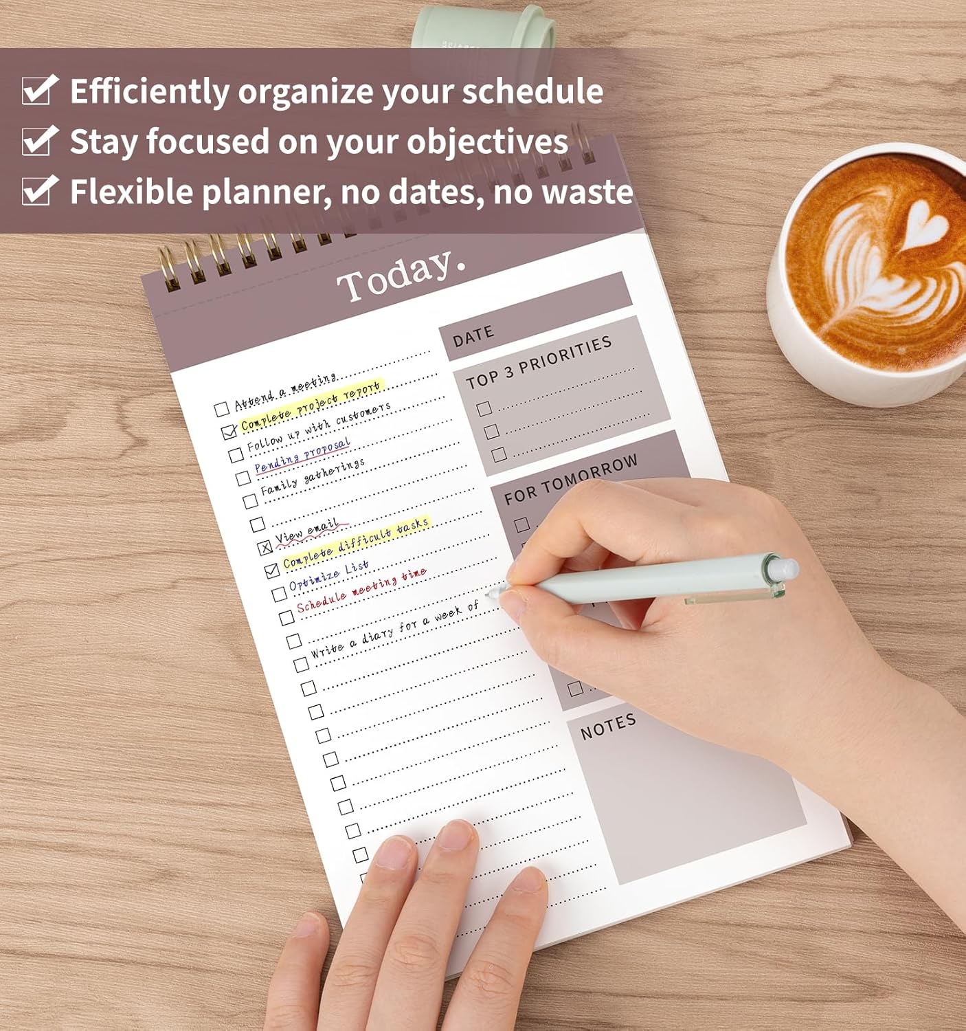 104 Pgs Weekly To Do List Notepad, 52 Duplex-Printed Undated Sheets 100 GSM（8.5"×11") Weekly Desk Planner For Work Home School Office Desk Accessories Supplies & Goal Setting Tasks - Green