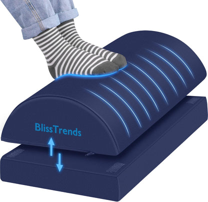 BlissTrends Foot Rest for Under Desk at Work-Versatile Foot Stool with Washable Cover-Comfortable Footrest with 2 Adjustable Heights for Car,Home and Office to Relieve Back,Lumbar,Knee Pain-Black