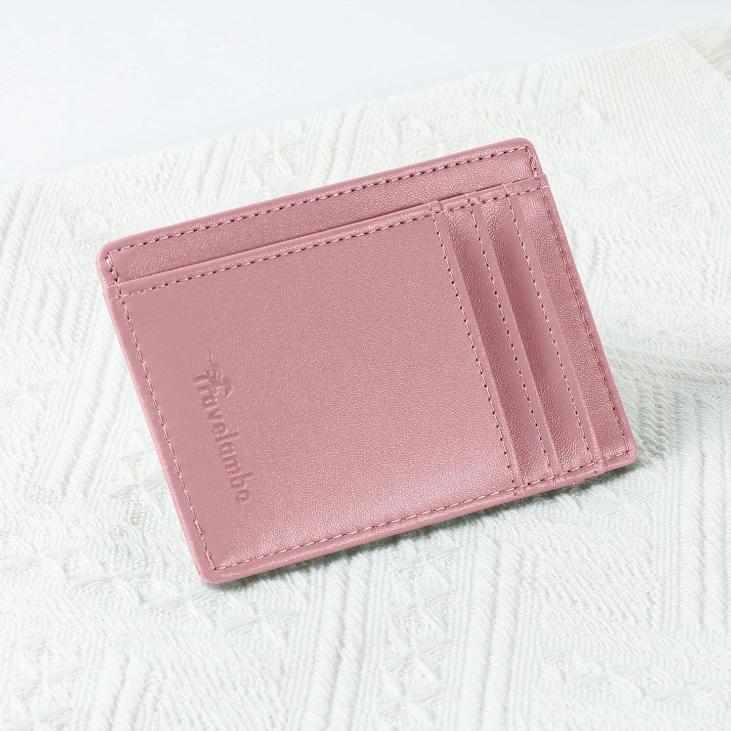 Travelambo Slim Wallet Front Pocket Minimalist Leather RFID Blocking Medium Size