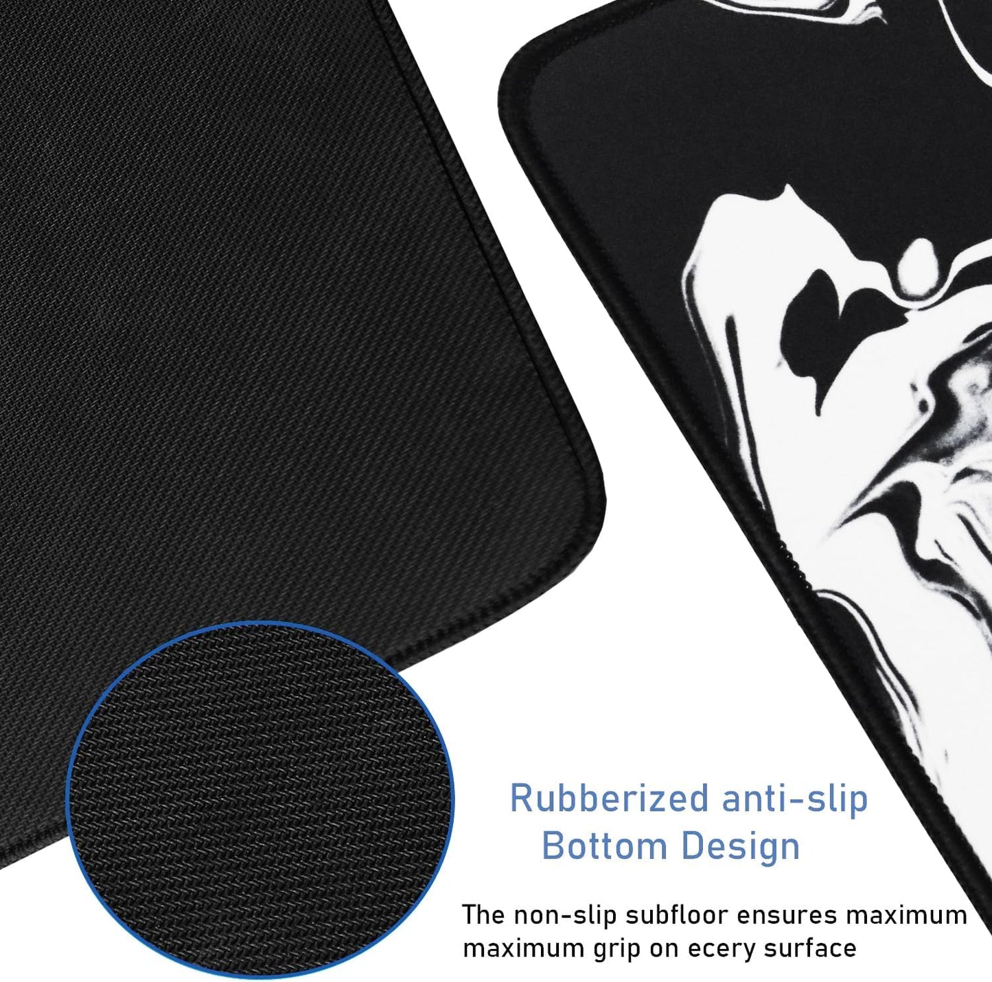 Large Extended Gaming Mouse Pad with Stitched Edges, (31.5X15.7In) Durable Non-Slip Natural Rubber Base, Waterproof Computer Keyboard Pad Mat for Esports Pros/Gamer/Desktop/Office/Home-Black