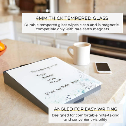 ECR4Kids MessageStor Dry-Erase Glass Board Memo Station, Desk Organizer, Assorted