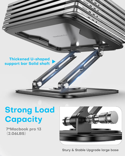 LOXP Adjustable Laptop Stand, Computer Stand with 360 Rotating Base, Ergonomic Laptop Riser Mount for Desk Foldable Protable Computer Desk Fits with MacBook Pro Air (10-16") - Pink