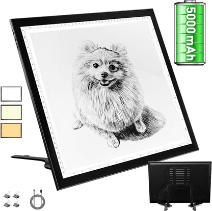 WELZK Light Board A3, 16.6×12.6inchs Light Pad, Side Button Design, 9 Levels/Stepless Dimming, Light Box Widely for Diamond Painting, Tracing, Weeding Vinyl etc.