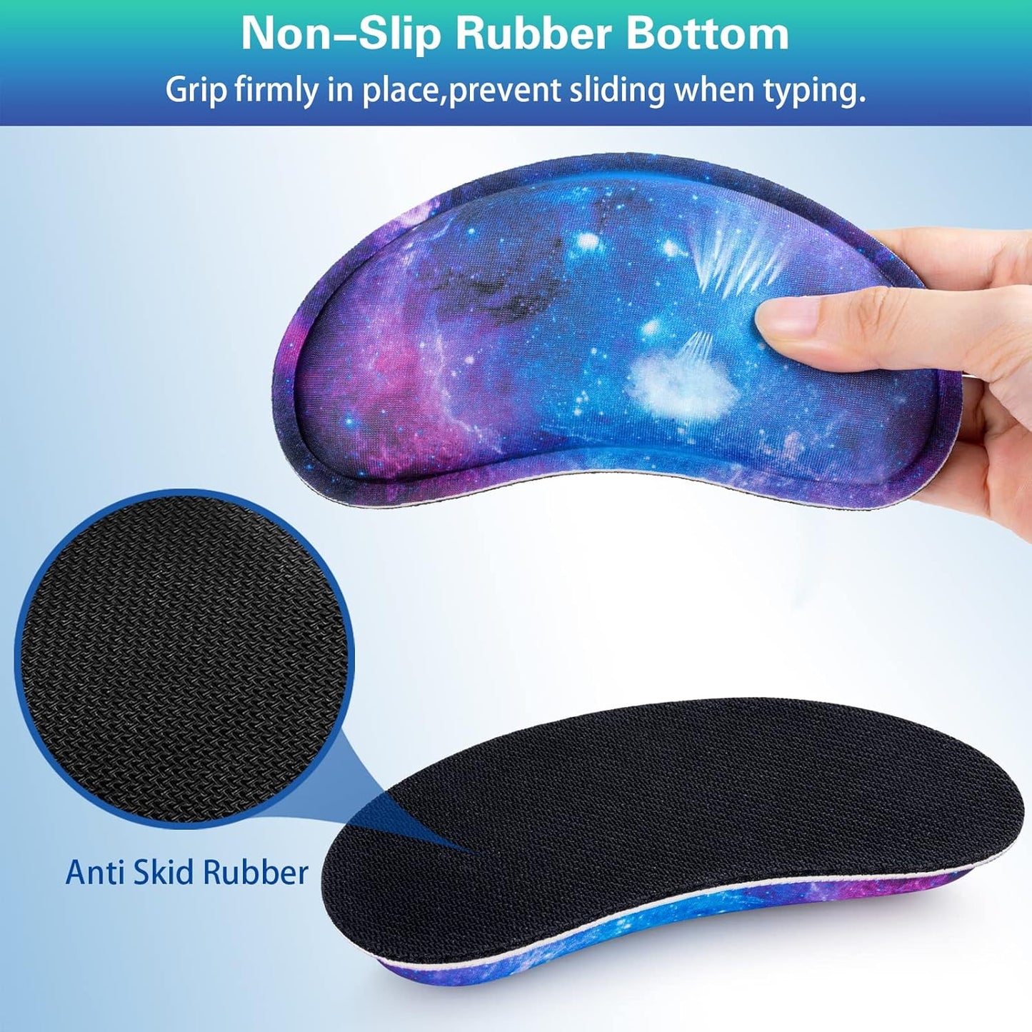 Mouse Wrist Rest, Canjoy 2 Pack Memory Foam Soft Fabric Mouse Wrist Rest Pad Support Cushion with Anti-Skid Rubber Base,Ergonomic Pain Relief Mouse Hand Rest (Black)