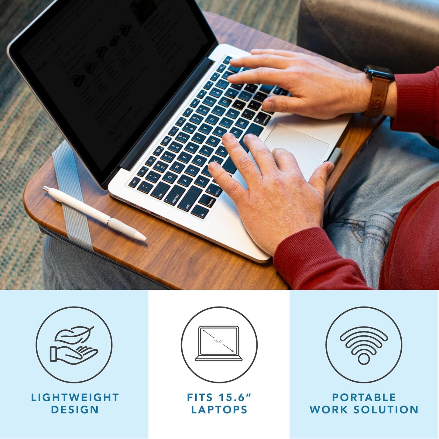 LAPGEAR Designer Lap Desk with Phone Holder and Device Ledge - Arrow Stripes - Fits up to 15.6 Inch Laptops - Style No. 45411