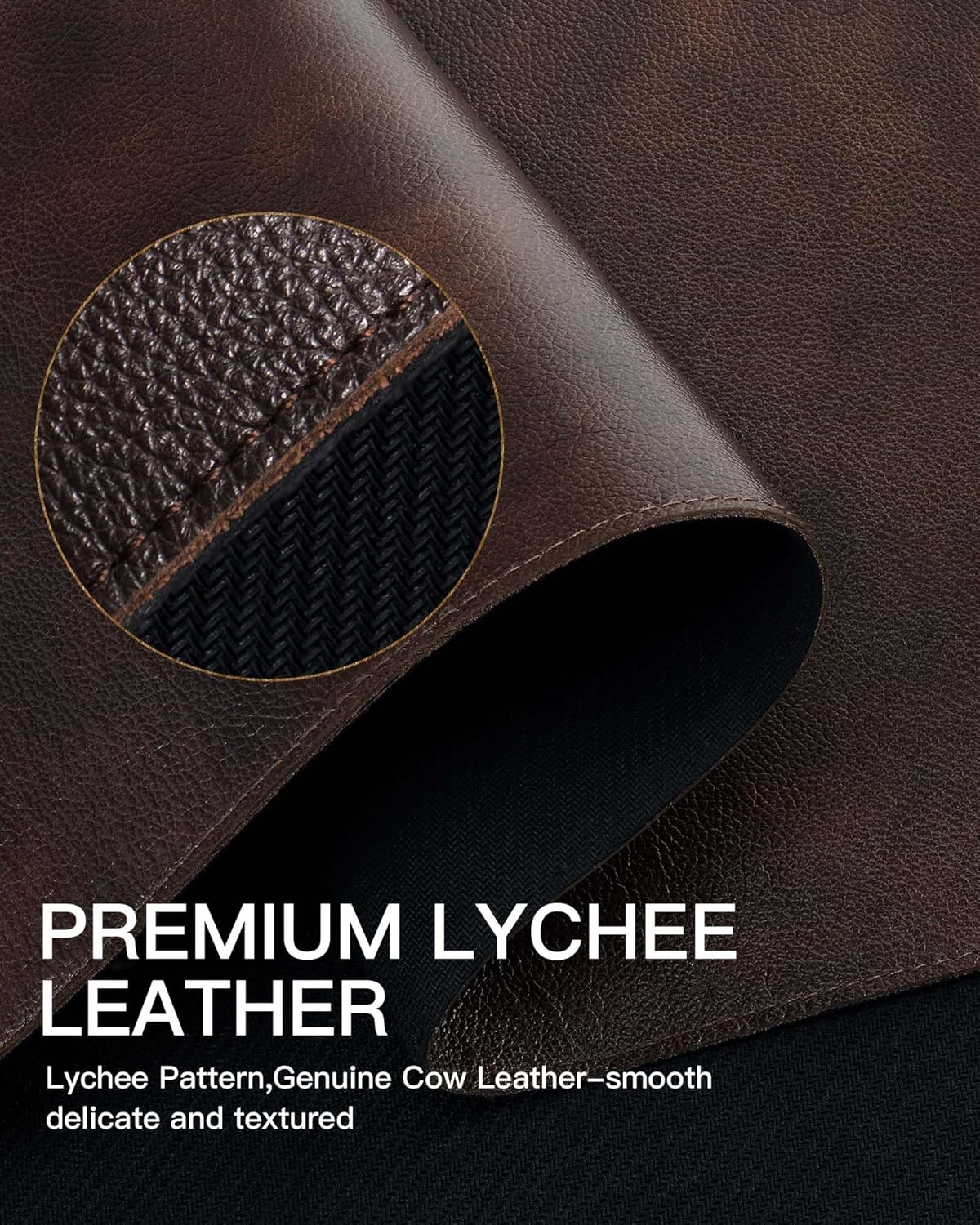 YSAGi Genuine Leather Desk Mat, 35.4"X17" Leather Desk Mat, Office Desk Pad, Thick Desk Pad with Stitched Line, Non-Slip Laptop Writing Pad with Rubber Base(Black, 35.4"X17")