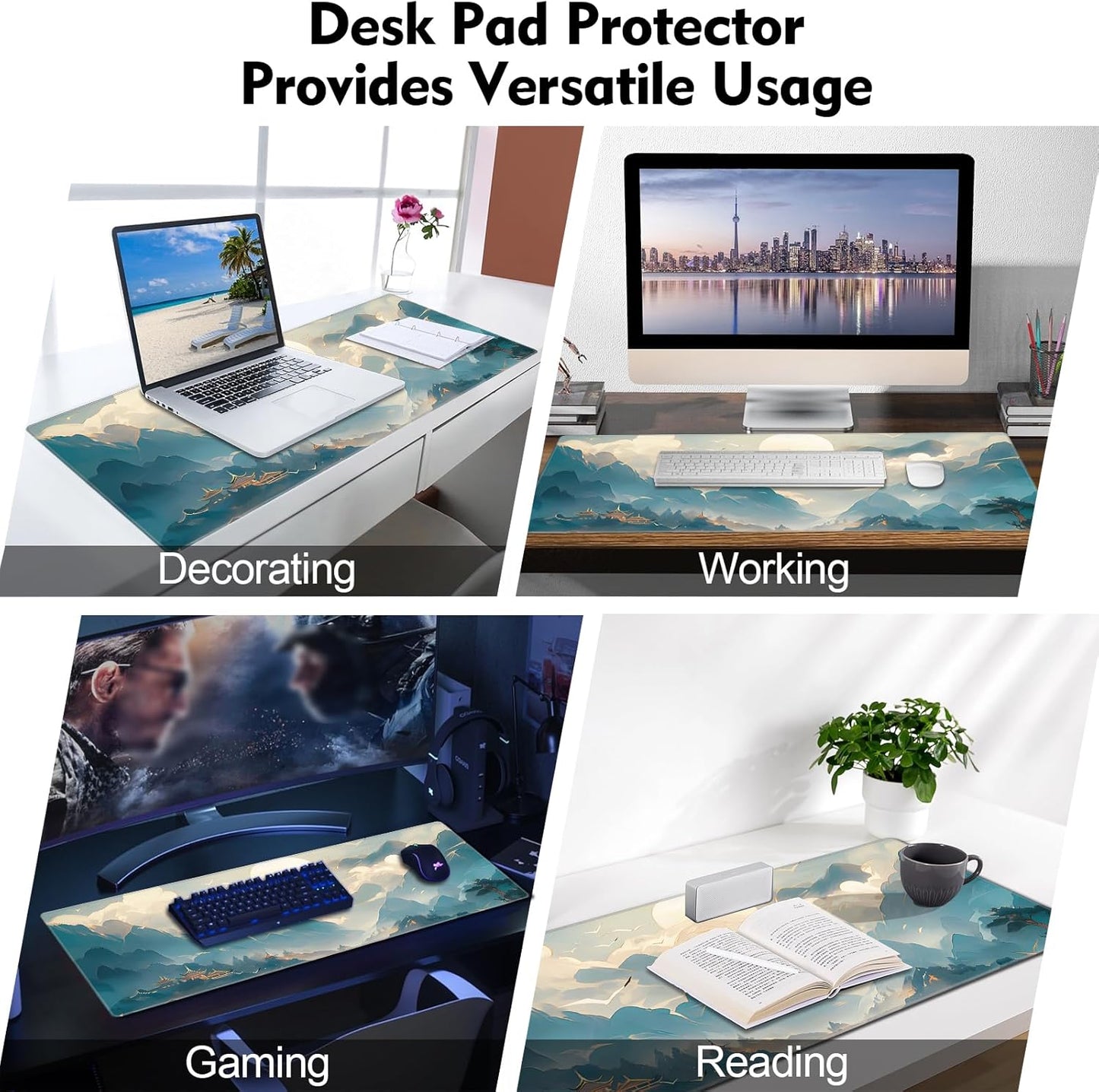 Galdas Mouse Pad For Gaming,Forest Background Pattern XXL XL Large Mouse Mat Long Extended MousePad Desk Mat Non-Slip Rubber Mice Pads Stitched Edges Thin (31.5 x 11.8 x 0.12 Inches) Tree