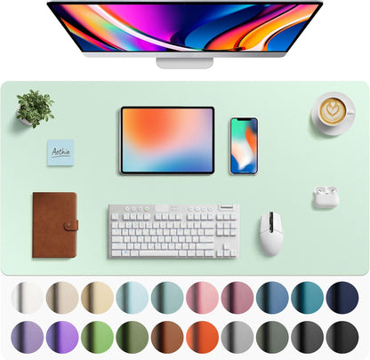 Aothia Non-Slip PU Leather Waterproof Laptop Desk Pad Protector, Blotter Mat, Writing and Mouse Pad for Office & Home, Beige, 23.6" x 13.7" - Colors A