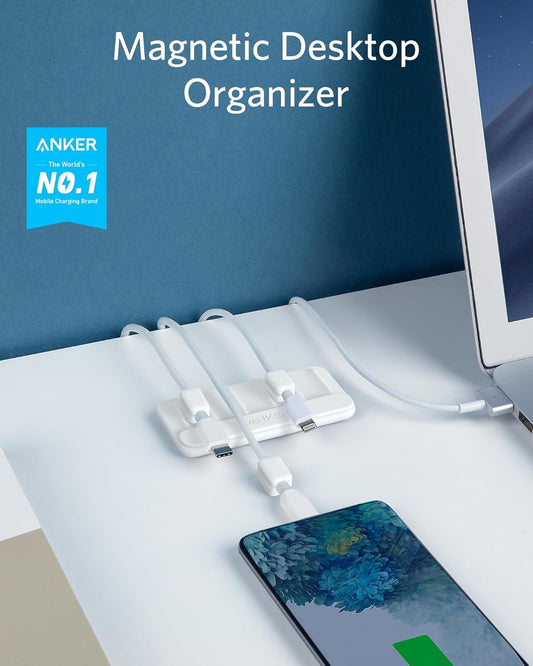 Anker Multipurpose Cord Keeper - 5 Clips for Lightning, USB C, Micro Cables & Other Wires - Sticks to Wood, Marble, Metal, Glass (White, 1 Pack)