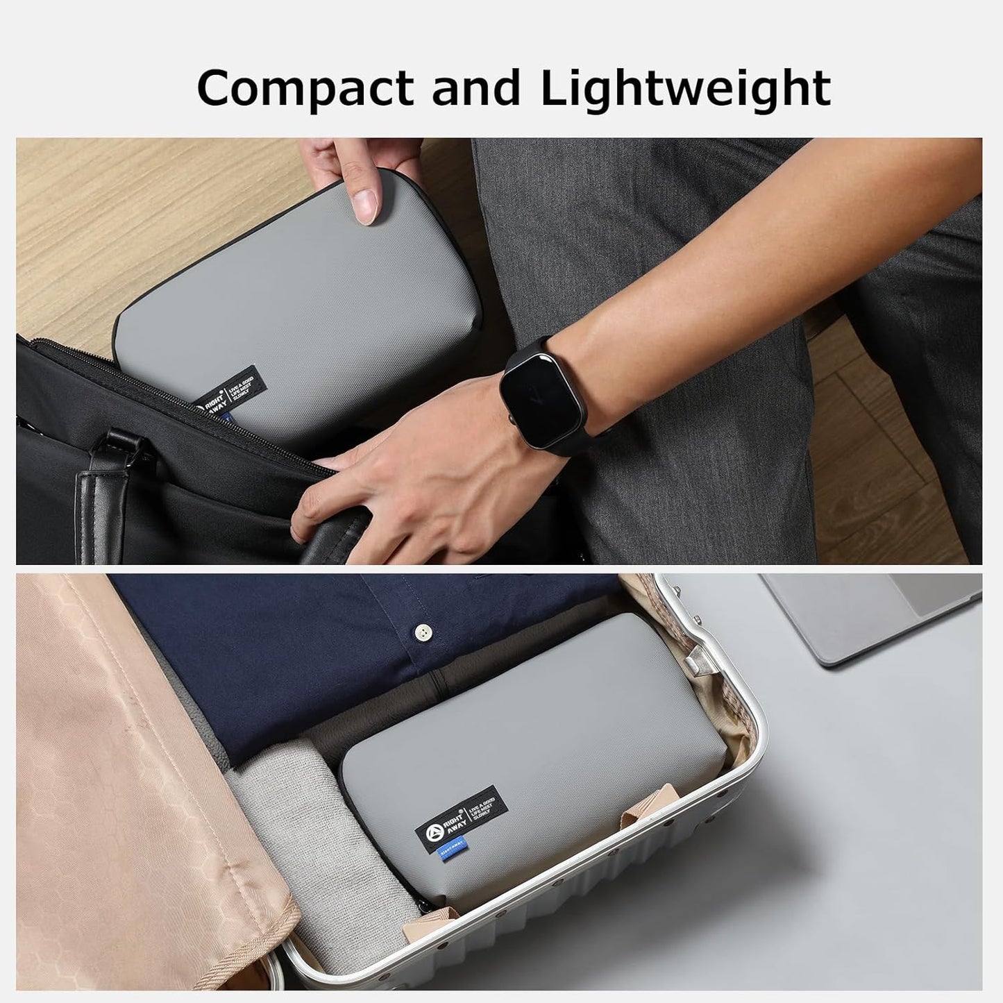 RIGHT AWAY Travel Tech Pouch，Waterproof Cord Case，Electronics Organizer Travel Case，Cable Organizer Storage Bag For Phone, Charger, Accessories(BLACK)