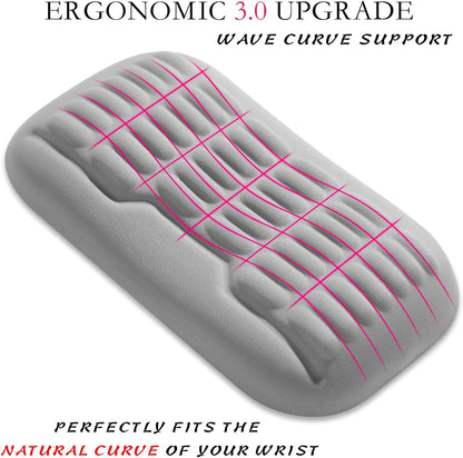 UnivoColors Ergonomic Mouse Wrist Rest,Latest 3.0 Wave Curve Design,High-Resilience Memory Foam Non-Slip Base,Reduces Wrist Fatigue,Ideal for Office Gaming & Long Hours of Use(Black)