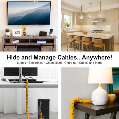 Chandelier Fabric Cord Cover 1 Pack White Chain Cover 70.8 inches Brushed Polyester Fabric Chain Sleeve for Chandelier Cord Hider Cable Management (None Touch Fasteners)