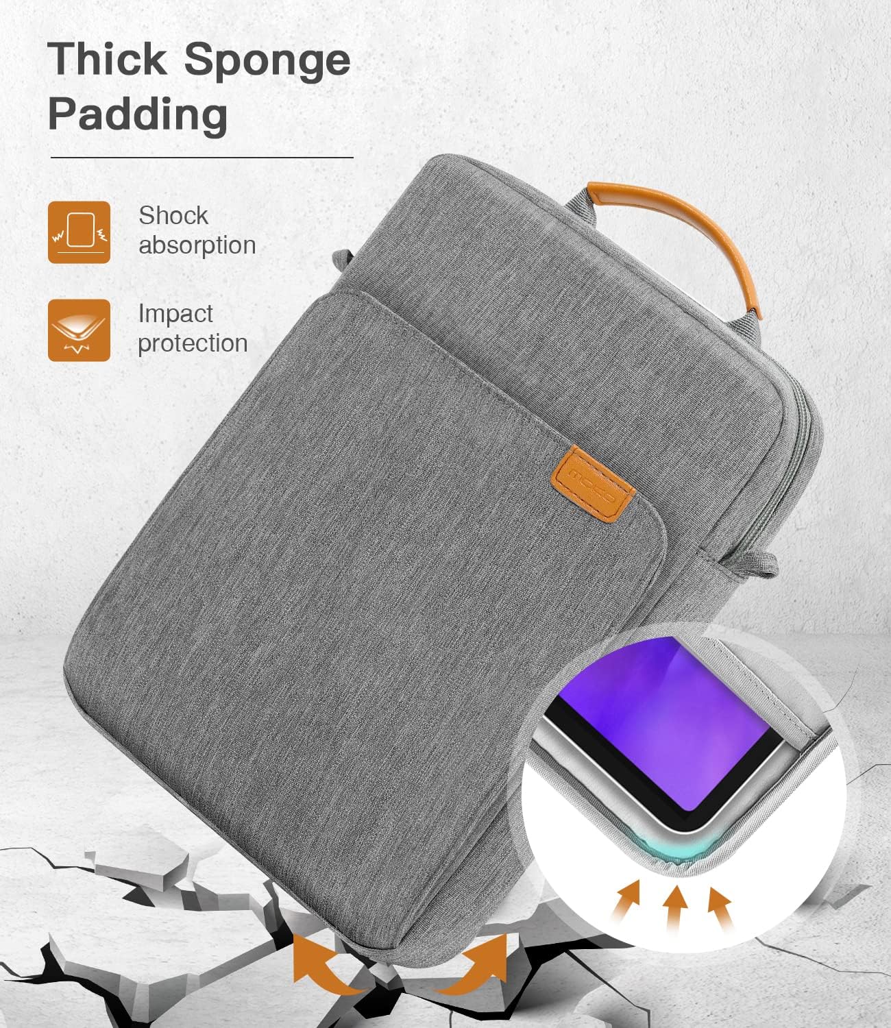 MoKo 13 Inch Tablet Sleeve Bag, Fits with 13 Inch New iPad Pro M5 & Air M4/M3, iPad Pro 12.9 M2&M1,Surface Laptop Go 12.4,Galaxy Tab S8+/S9+ 12.4,Handle Carrying Case with Shoulder Strap,Black &Gray