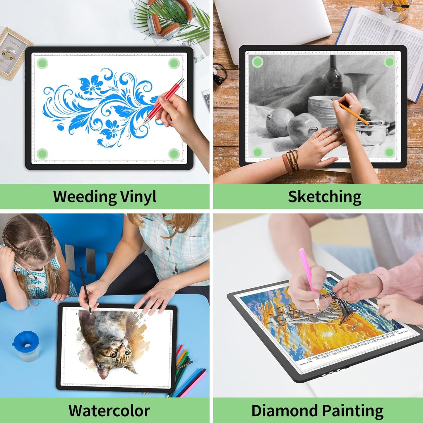 Phylosal Rechargeable A3 LED Light Pad for Diamond Painting, Ultra-Thin Magnetic Tracing Light Box for Drawing, Diamond Art Light Board with Side Button, Super Bright Light Table for Sketching (White)