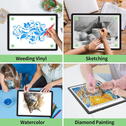 Phylosal Rechargeable A3 LED Light Pad for Diamond Painting, Ultra-Thin Magnetic Tracing Light Box for Drawing, Diamond Art Light Board with Side Button, Super Bright Light Table for Sketching (White)