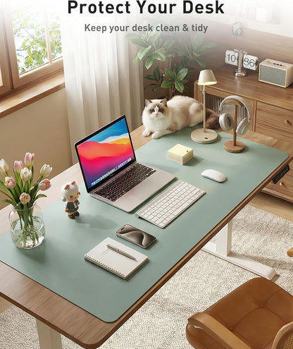 Aothia Non-Slip Waterproof PU Leather Desk Pad Protector for Mouse, Writing Desk, Office, Home, Laptop Blotter, 23.6" x 13.7", Black - Colors A