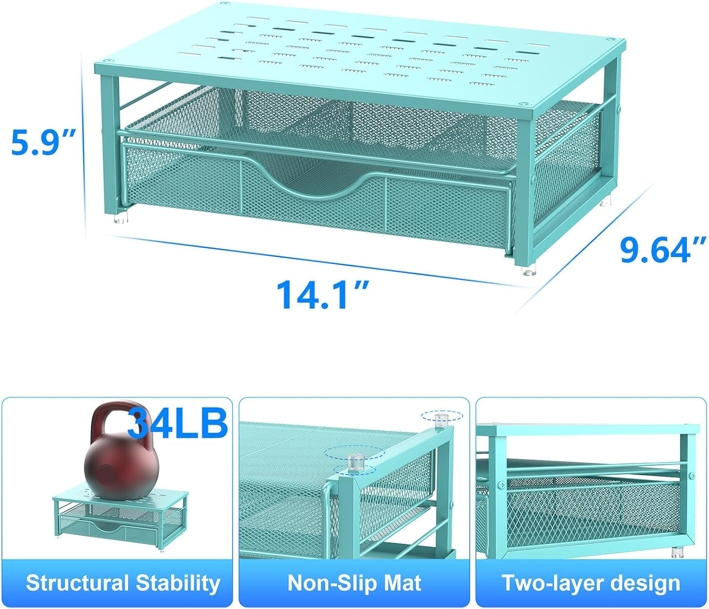 gianotter Computer Monitor Stand Riser, office organizer with Drawer, Office Organizers Storage for Classroom Office Supplies (Wood)