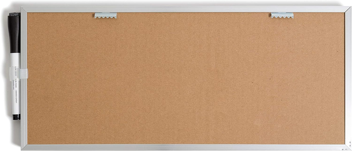 U Brands Dry Erase Weekly Combo Board, 7" x 16" Inches, Office Supplies, Silver Aluminum Frame, Pack of 1 (4585U03)