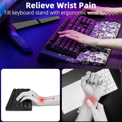 Ospelelf Tilt Keyboard Stand with Wrist Rest, Comfy Ergonomic Keyboard Riser Holder for Office Home