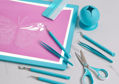 iVyne Complete Set Rechargeable A4 Light Pad, Weeding Tools for Vinyl, Scrap Collector for Cricut and Silhouette Machines for Every Tracing, Drawing Projects (Green)