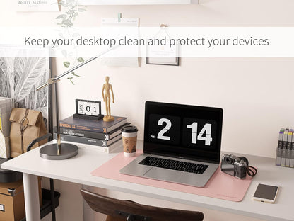 RENMTURE Dual-Sided Mouse Pad, Natural Cork & PU Leather Large Desk Pad for Office and Home Work, Desk Protector Non-Slip, Waterproof, Easy Clean (Olive Green, 32"x16")
