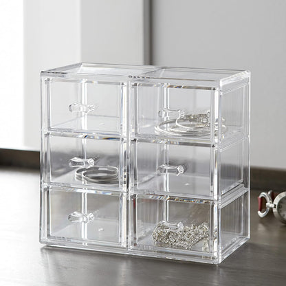 Huang Acrylic Clear Stackable Upright 3-Drawer Organizer, Makeup Jewelry Accessories Cosmetic Countertop Storage Display 3.5 x 3.25 x 5.75 inches