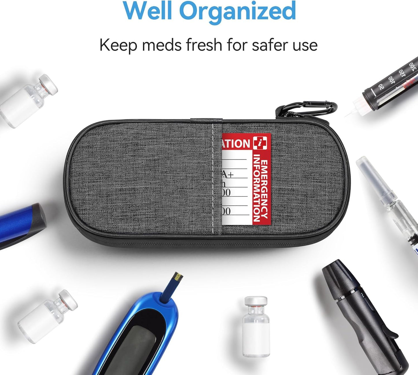Gelozid Insulin Pen Cooler Travel Case Diabetic Medication Insulated Cool Organizer with 2 Reusable Ice Packs for Insulin Pen and Other Diabetic Supplies, for the Daily Life and Trip(Black)