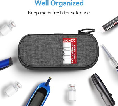 Gelozid Insulin Pen Cooler Travel Case Diabetic Medication Insulated Cool Organizer with 2 Reusable Ice Packs for Insulin Pen and Other Diabetic Supplies, for the Daily Life and Trip(Black)