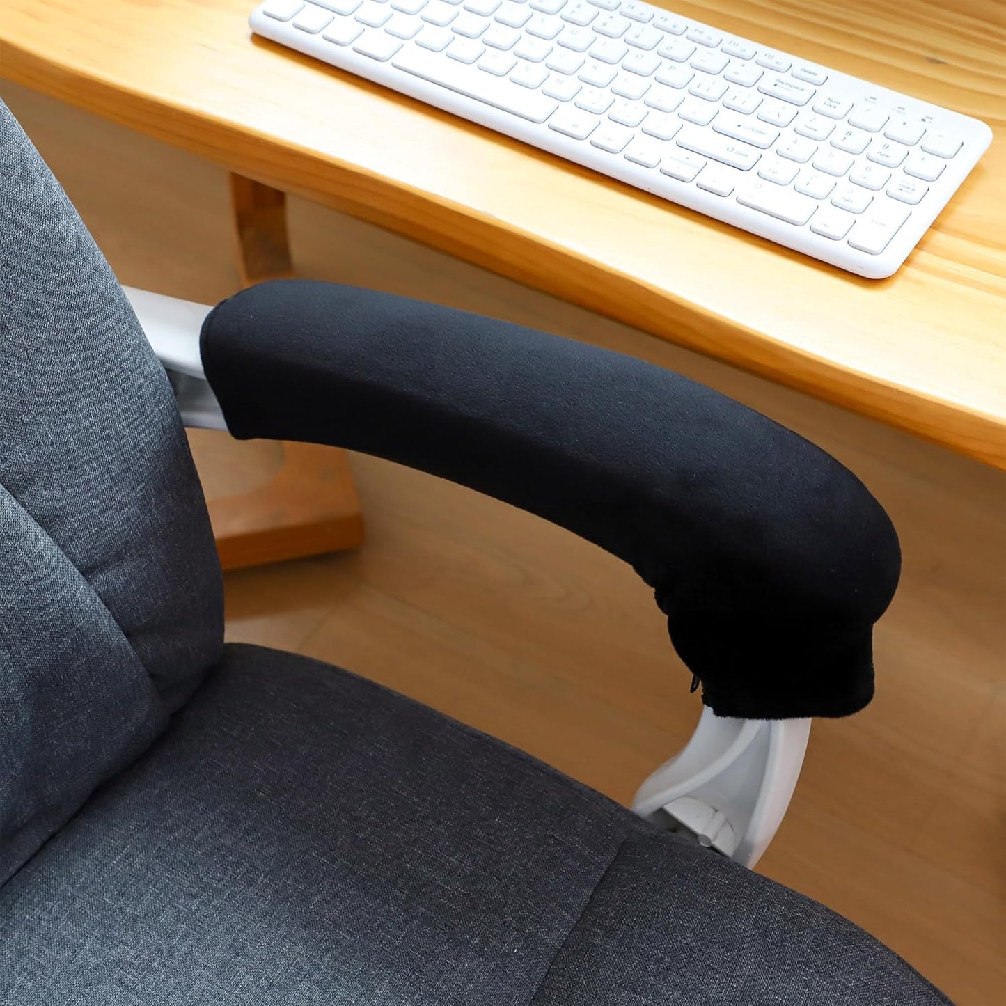 FORCHEER Office Chair Armrest Covers 12-15 Inch Velvet Elastic Black Arm Rest Covers for Desk Computer Chairs Washable