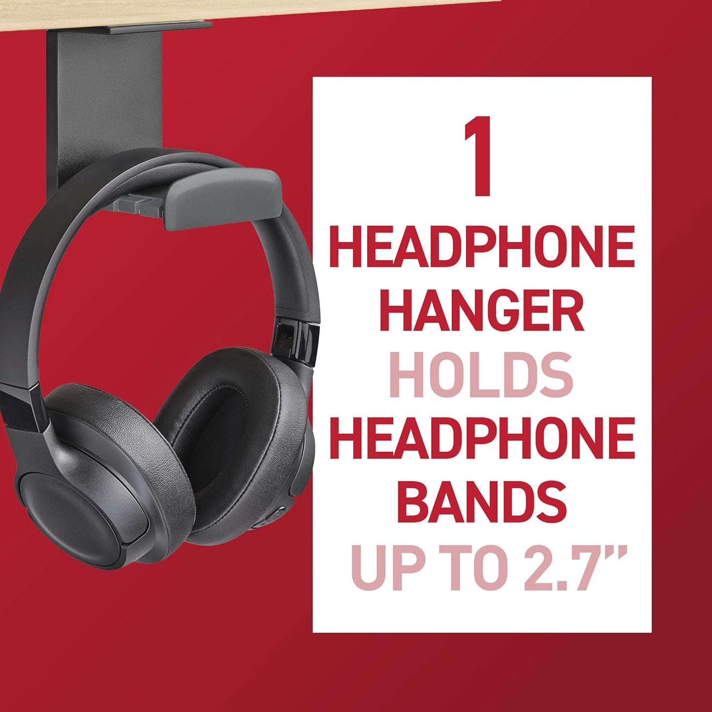 Command Headphone Hanger, 1 Holder and 4 Strips, Holds a 2.7" Wide Band, White, Great for Damage-Free Electronics Organization for Wired or Wireless Headphones