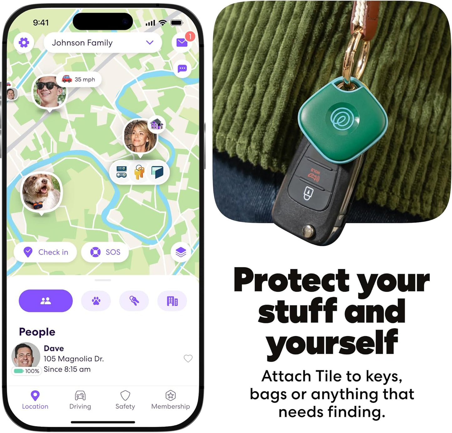 Life360 Tile - Bluetooth Tracker, Keys Finder and Item Locator for Keys, Bags and More. Phone Finder. Both iOS and Android Compatible. 2-Pack (Black/White)