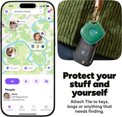 Life360 Tile - Bluetooth Tracker, Keys Finder and Item Locator for Keys, Bags and More. Phone Finder. Both iOS and Android Compatible. 2-Pack (Black/White)