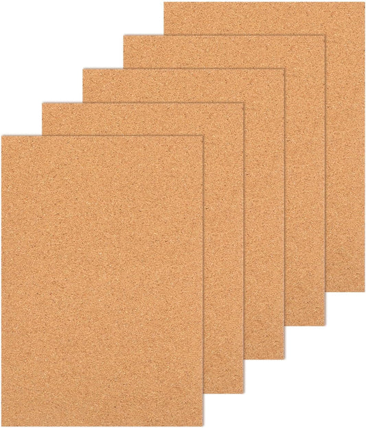 5 Packs Cork Board Tiles, Cork Bulletin Board Tiles for Walls Self-Adhesive Corkboards 12x8.3 Inches Bulletin Boards Squares for Home Office School Decor 1mm/0.04 Inches Thickness