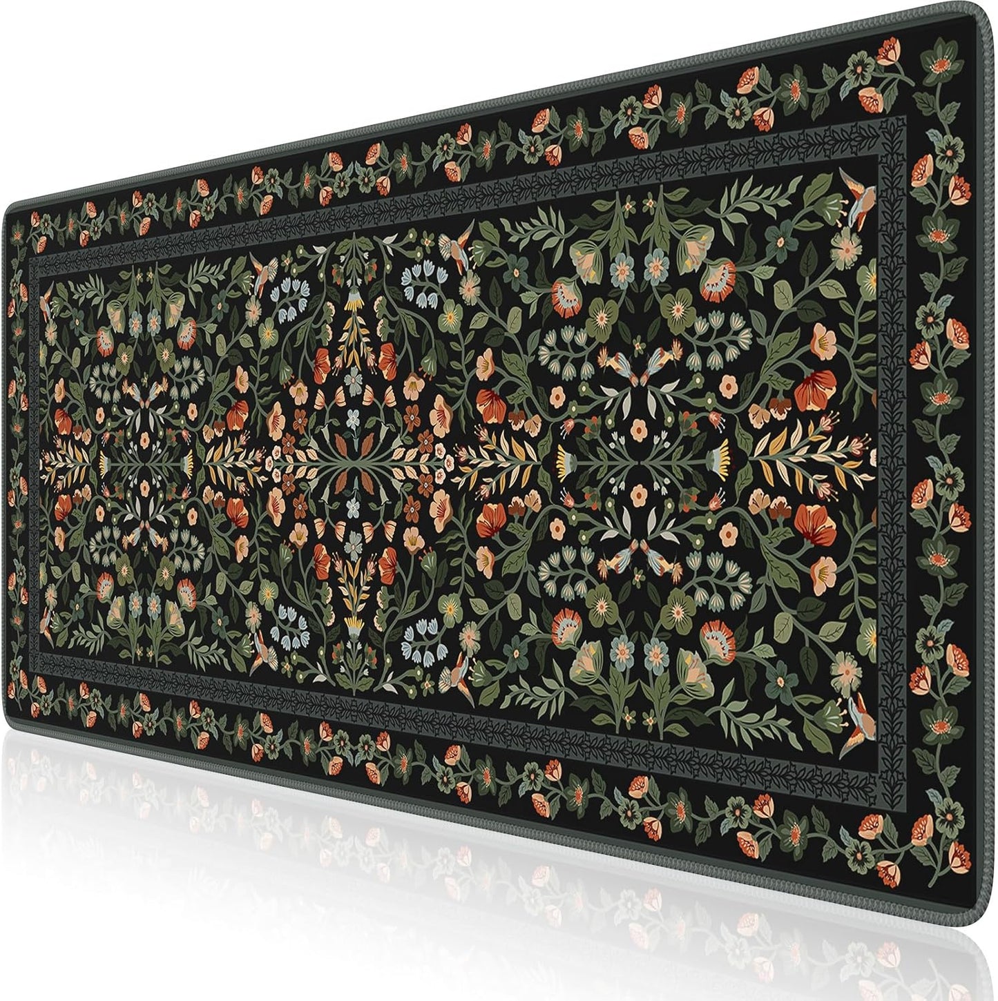 iCasso Desk Mat for Keyboard and Mouse, Large Mouse Pad, Desk Pad Mat, Anti-Slip Big Mousepad with Stitched Edges for Computer Desktop(Deep Green)