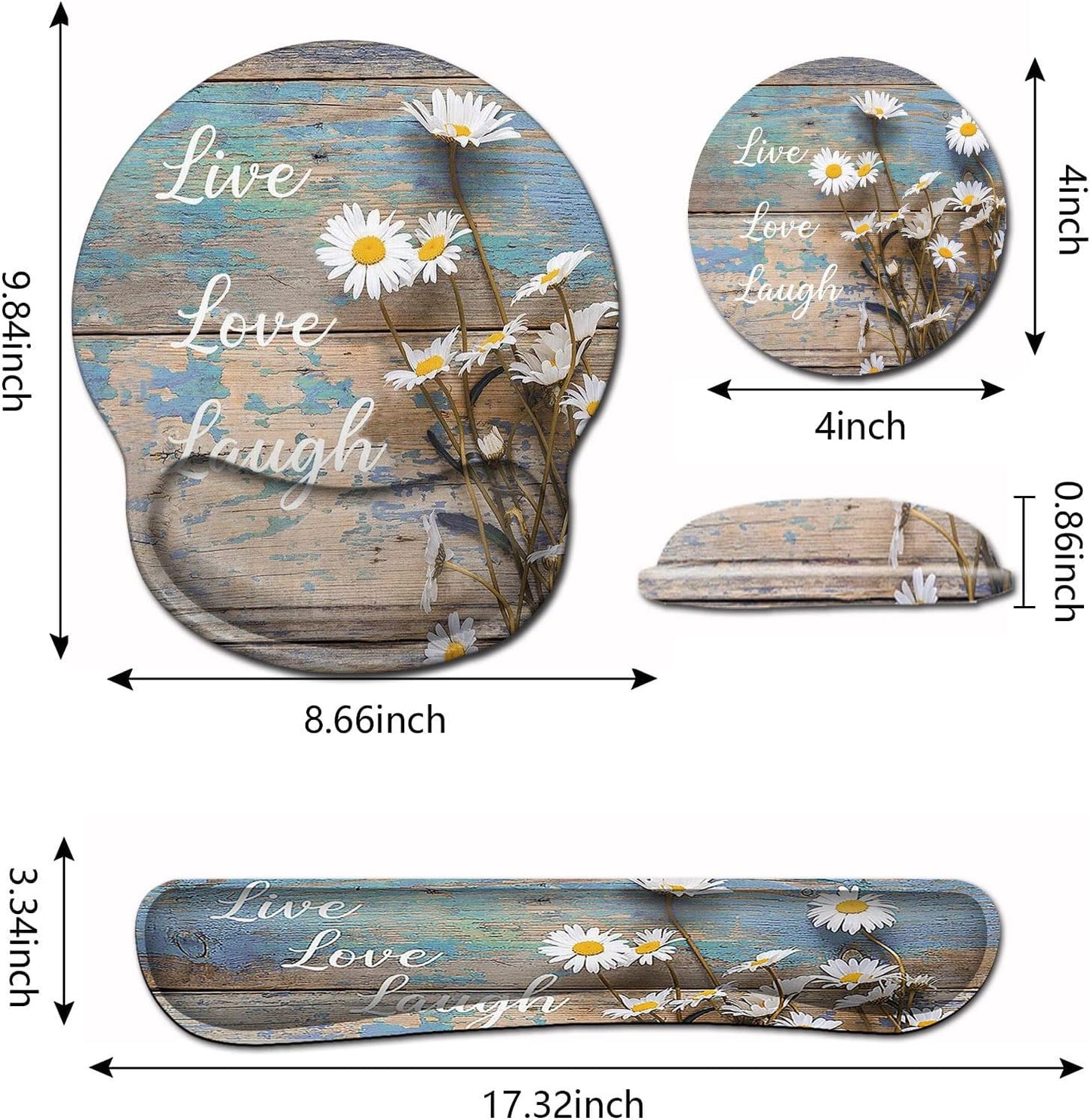 Mouse Pad with Wrist Support, Ergonomic Gel Mouse Pad Beautiful Flowers,Pink Hyacinths on Wood Panel，Non-Slip Durable, Memory Foam Keyboard Wrist Rest, Suitable for Office Typing Games