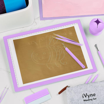 iVyne Complete Set Rechargeable A4 Light Pad, Weeding Tools for Vinyl, Scrap Collector for Cricut and Silhouette Machines for Every Tracing, Drawing Projects (Green)