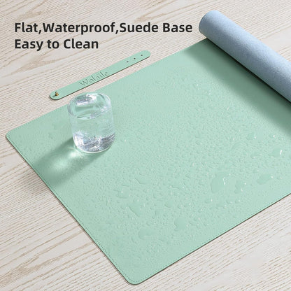 Leather Desk Pad,Wolaile 36x17 inch Large Mouse Pad,Waterproof Non-Slip Writing Desk Blotter,Computer Mat Desktop Protector for Office Home,Black