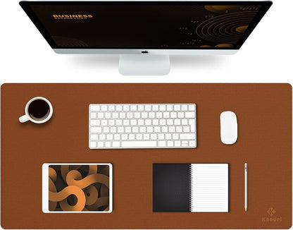 K KNODEL Large Office Leather Desk Mat, Mouse and Keyboard Pad, Computer and Laptop Mat, Desktop Protector and Cover, Writing Pad and Blotter (31.5"x15.7", Black)