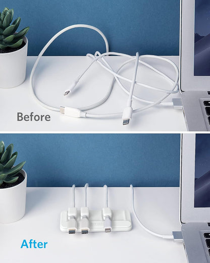 Anker Multipurpose Cord Keeper - 5 Clips for Lightning, USB C, Micro Cables & Other Wires - Sticks to Wood, Marble, Metal, Glass (White, 1 Pack)