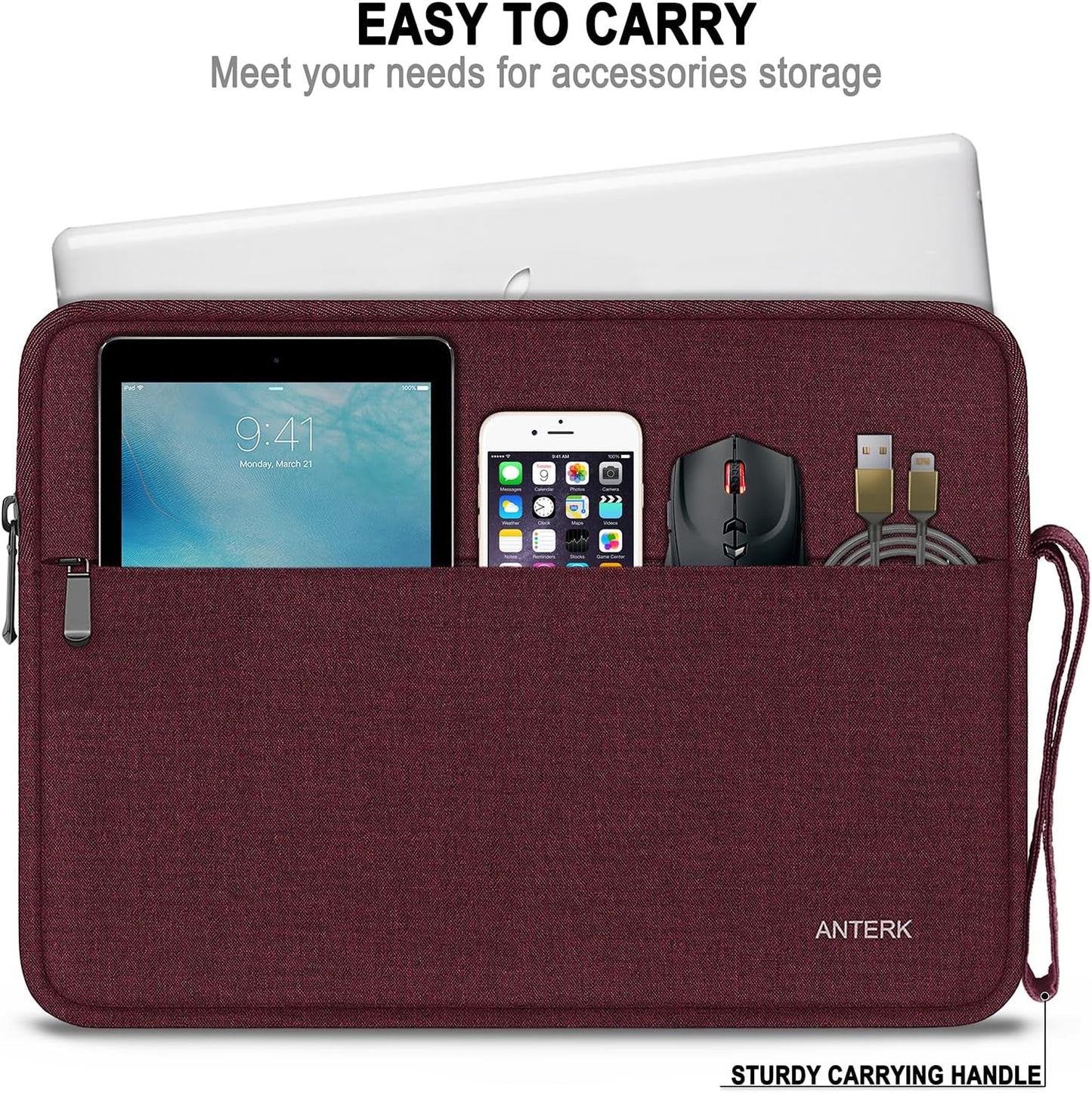 Laptop Sleeve 14 Inch, Water Resistant Traveling Computer Cover with Handle, Shockproof Protective Carrying Laptop Case Compatible for 14 Inch MacBook Air/Pro, HP, Dell, Asus, Lenovo, Black